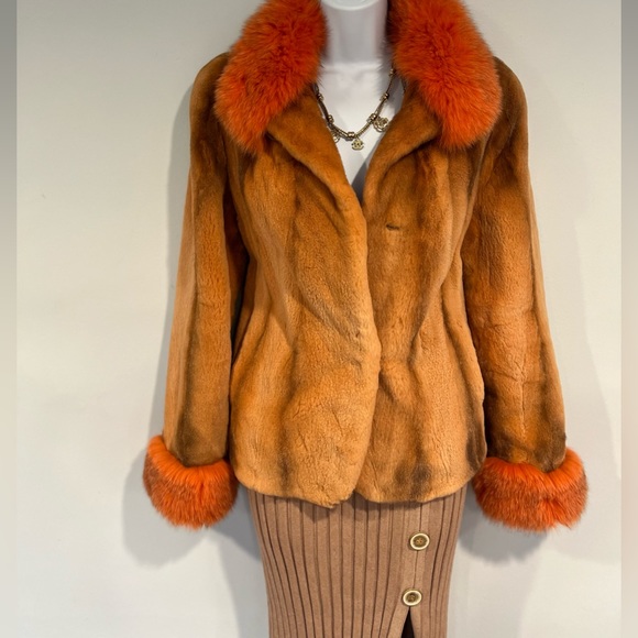 Cisodono Italian designer sheared Mink with full fox Collar jacket/coat🔥 - Picture 10 of 16
